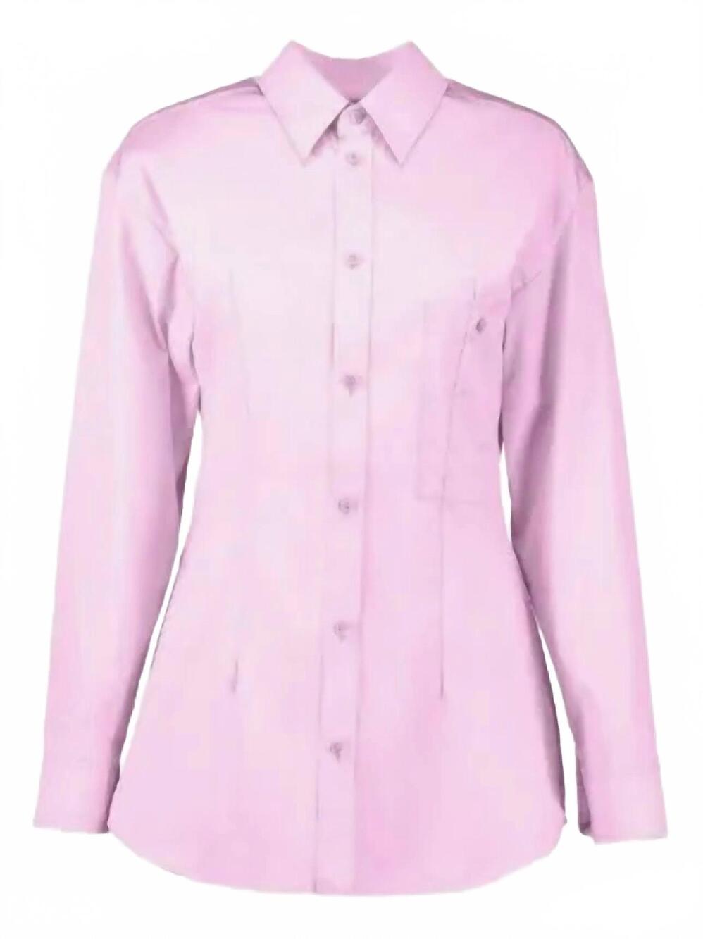 NEW MARNI women's long sleeve solid poplin blouse in peony